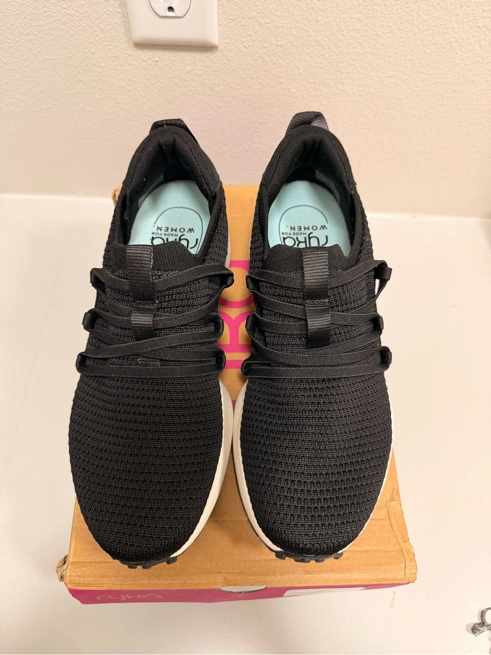 Ryka Black Knit Slip-On Athletic Sneakers